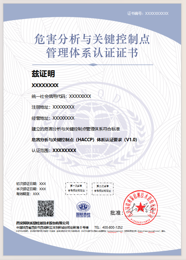 风险分析与关键节造点治理系统认证证书形状